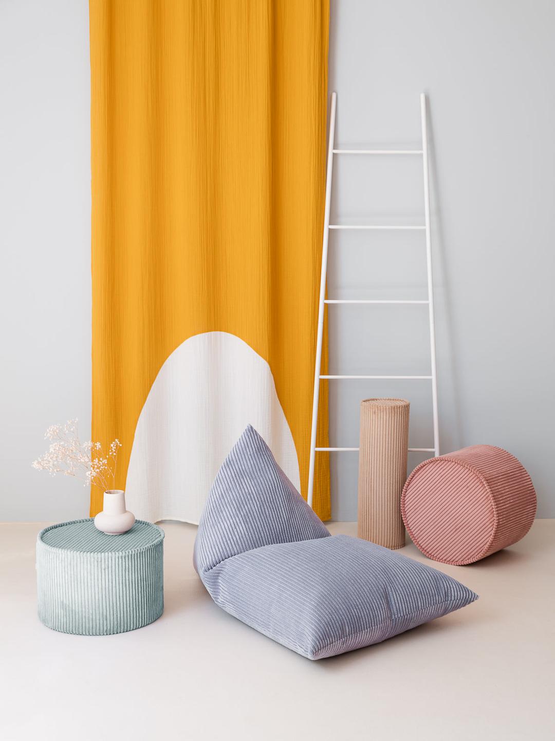 Pouf rond velours Vert menthe